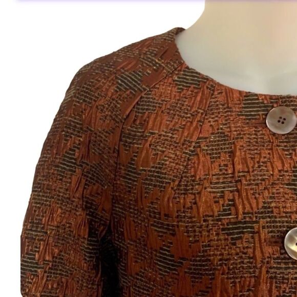 Jones New York Collection Tweed  Brown Cropped Blazer, 6 - Picture 4 of 6